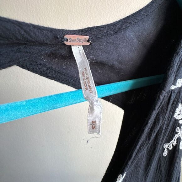 Free People Emma Austin Floral Embroidered Tunic Medium Dress Black Swing - Picture 3 of 11